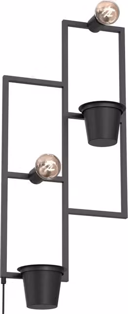 Applique industriale Luminex in metallo nera con 2 portalampada E27
