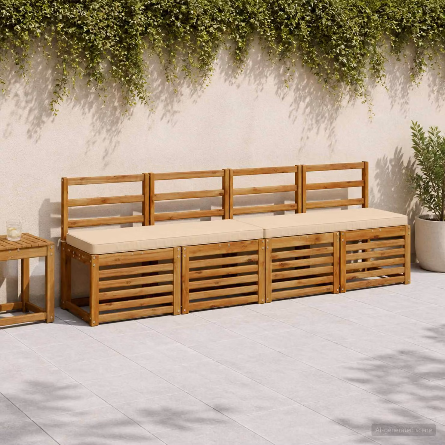 Cuscino per Panchina vidaXL VUGHT in Poliestere, Colore Beige, Forma Rettangolare