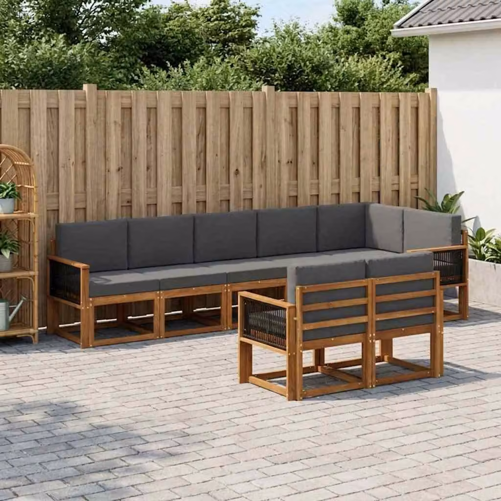 Set di divani da esterno vidaXL 8 pz in legno di acacia con cuscini, beige e antracite