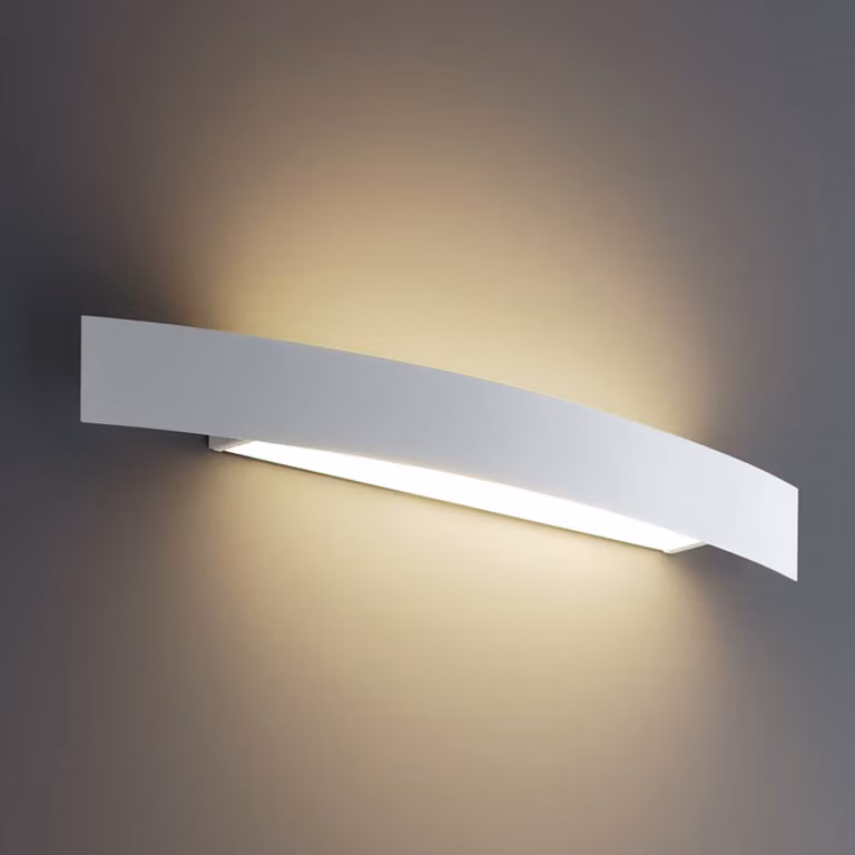 Fontana Arte Applique da parete di design Riga, dimmerabile, Bianco / Opale, Soggiorno / Sala da pranzo, Metallo, Design, Applique
