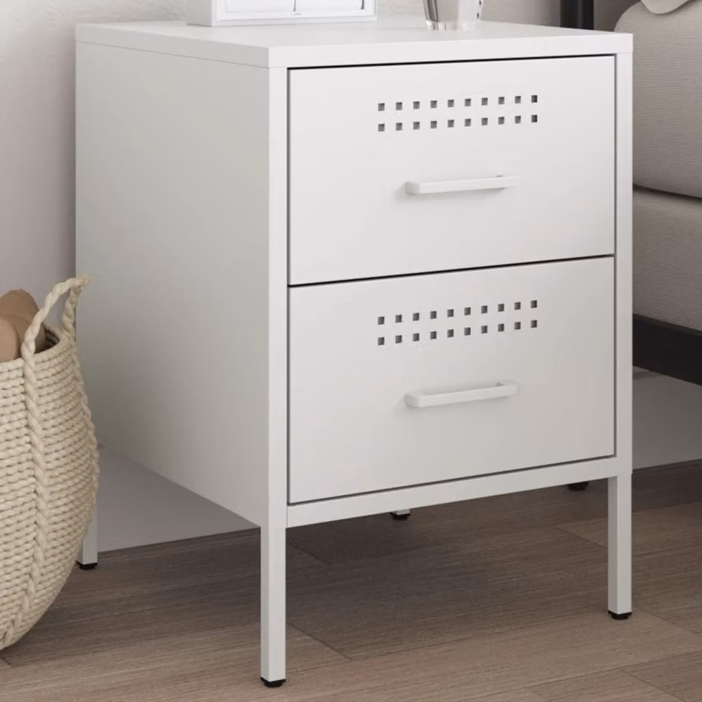 Comodino sospeso vidaXL in metallo bianco opaco, L 36 cm x P 39 cm x H 50,5 cm