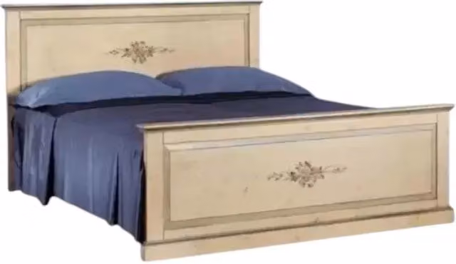 Letto matrimoniale dritto in legno stile shabby chic avorio e azzurro Mobili 2G L: 173 cm, P: 110 cm, H: 209 cm – 3