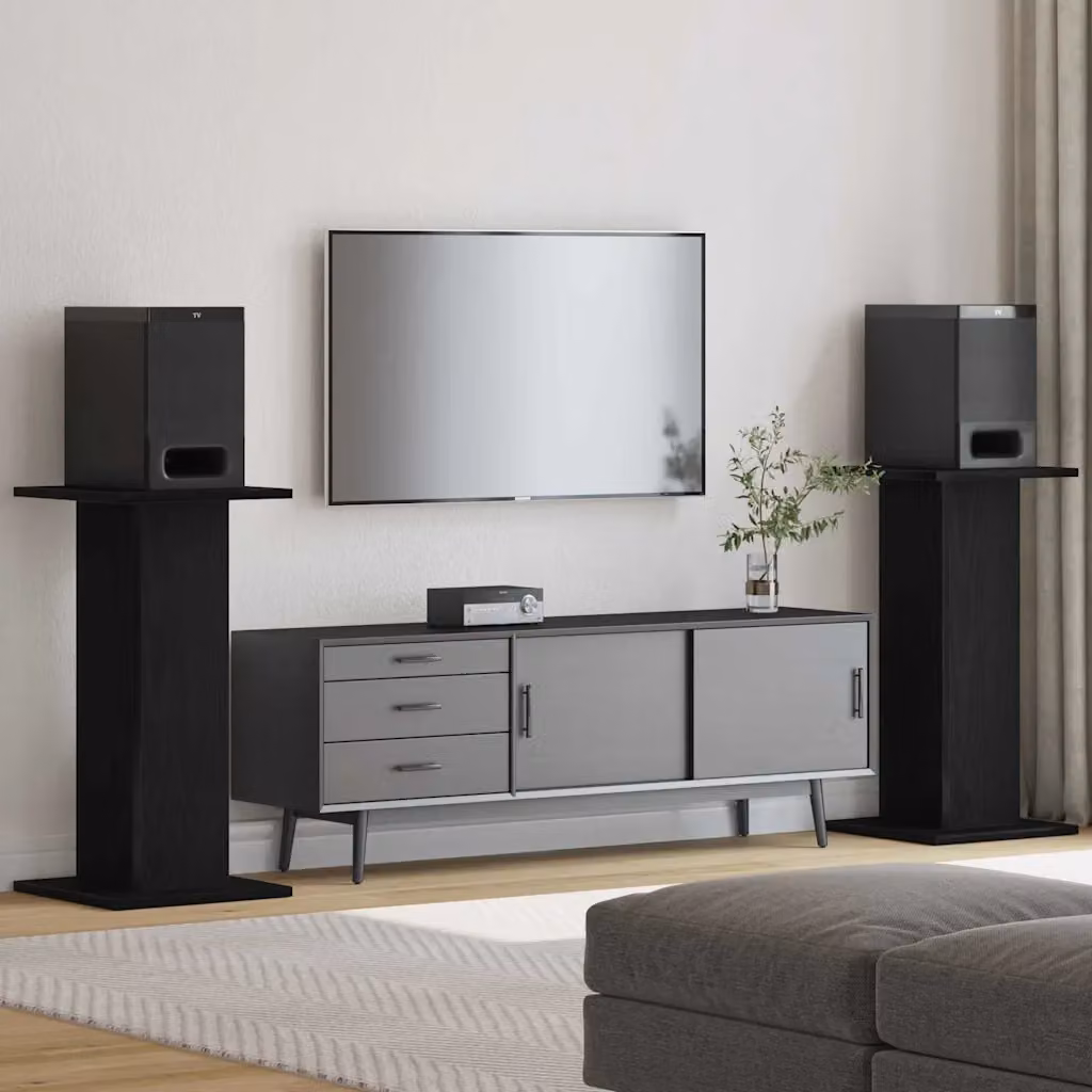 vidaXL Supporti per Altoparlanti 2 pz Rovere Nero L/P/H: 30 x 30 x 60 cm