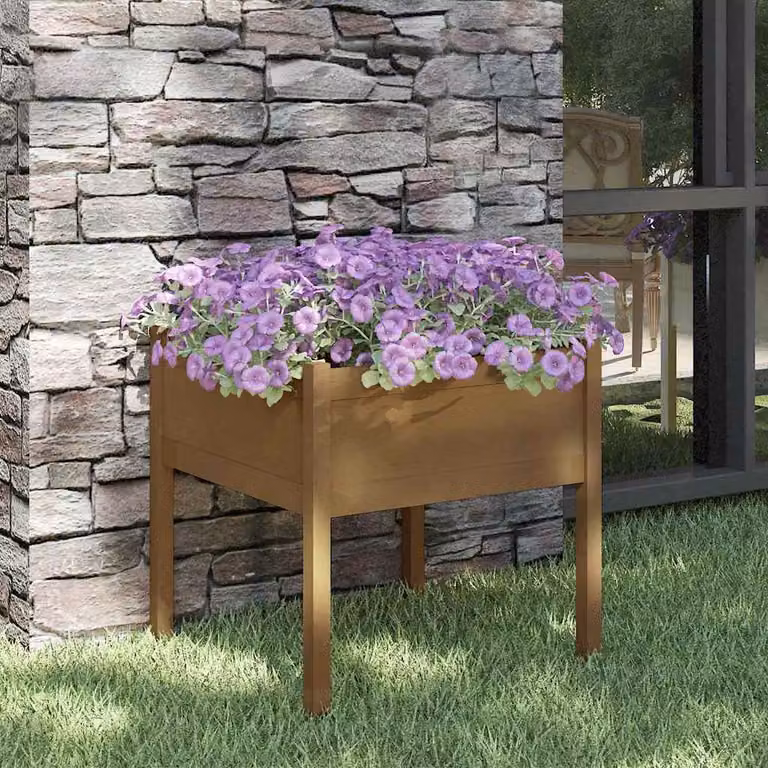 Fioriera da giardino vidaXL in legno di pino marrone, L/P/H: 70 x 70 x 70 cm