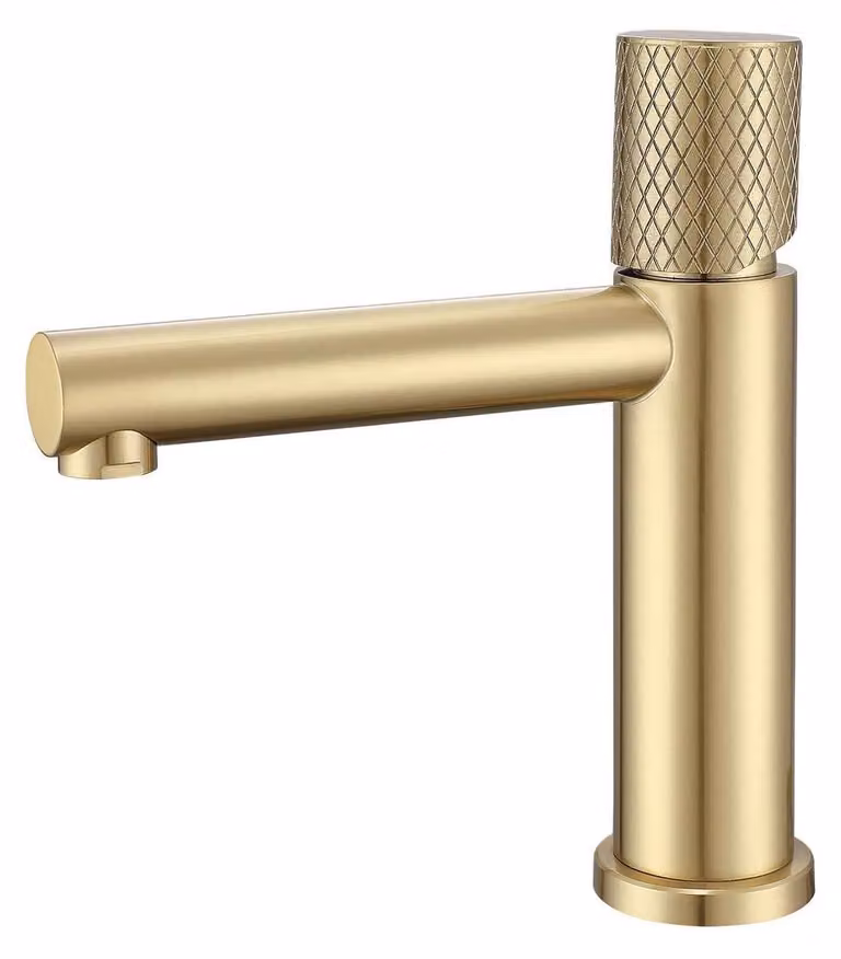 Miscelatore monocomando per lavabo da bagno, acciaio inossidabile, finitura oro, alta pressione, attacco G3/8