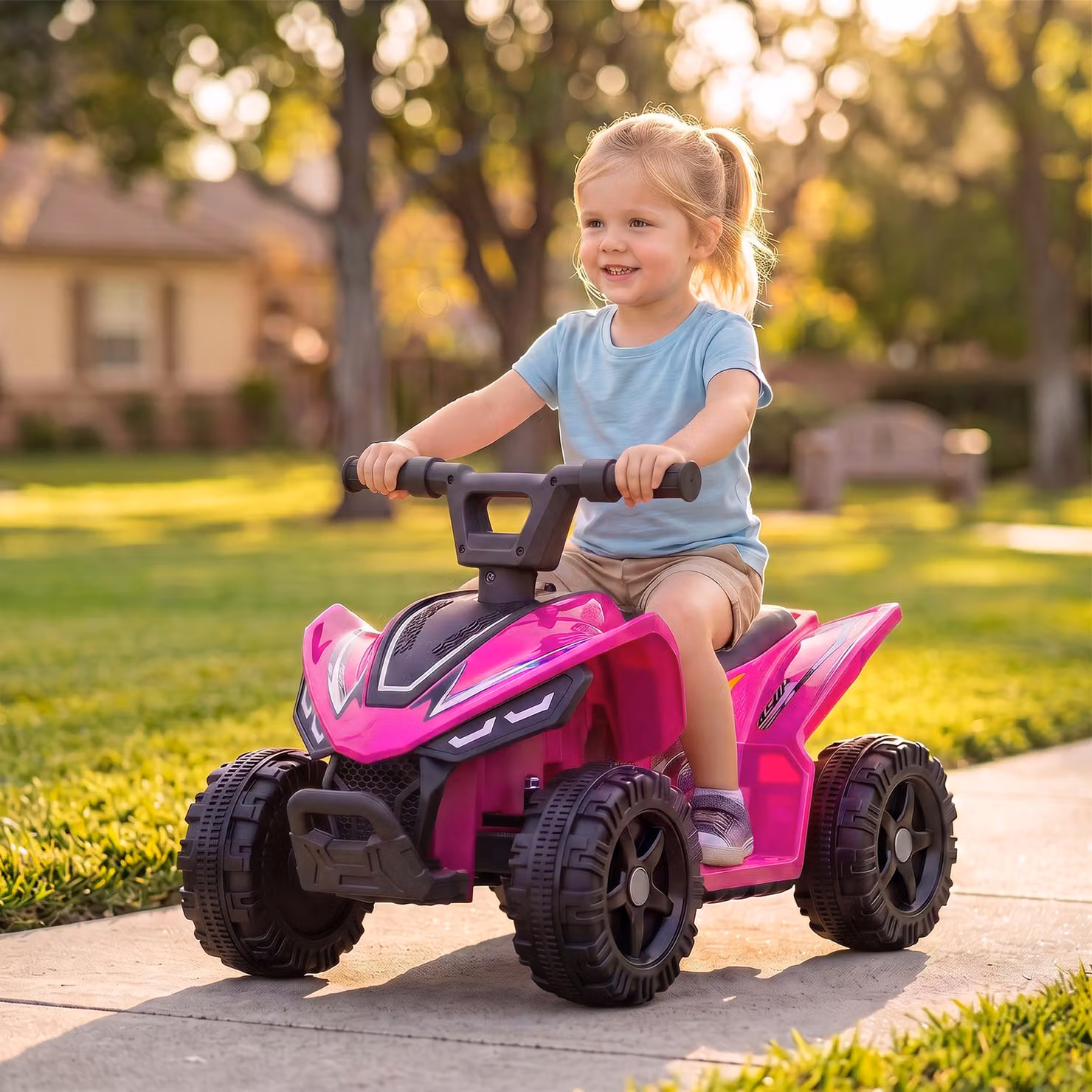 Quad Elettrico per Bambini AIYAPLAY 6V, Fucsia, per 18-48 Mesi, Portata 25 kg – 2