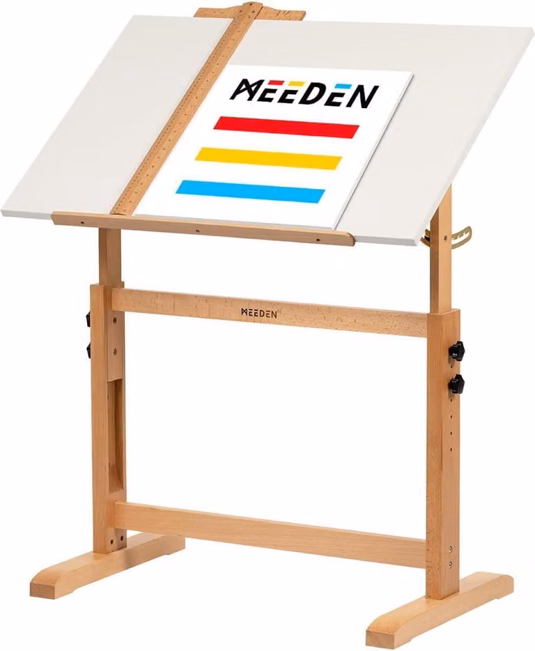 Tavolo per artisti MEEDEN bianco 90x60 cm - Tavolo in legno inclinabile per arte, artigianato, adulti, scrittura