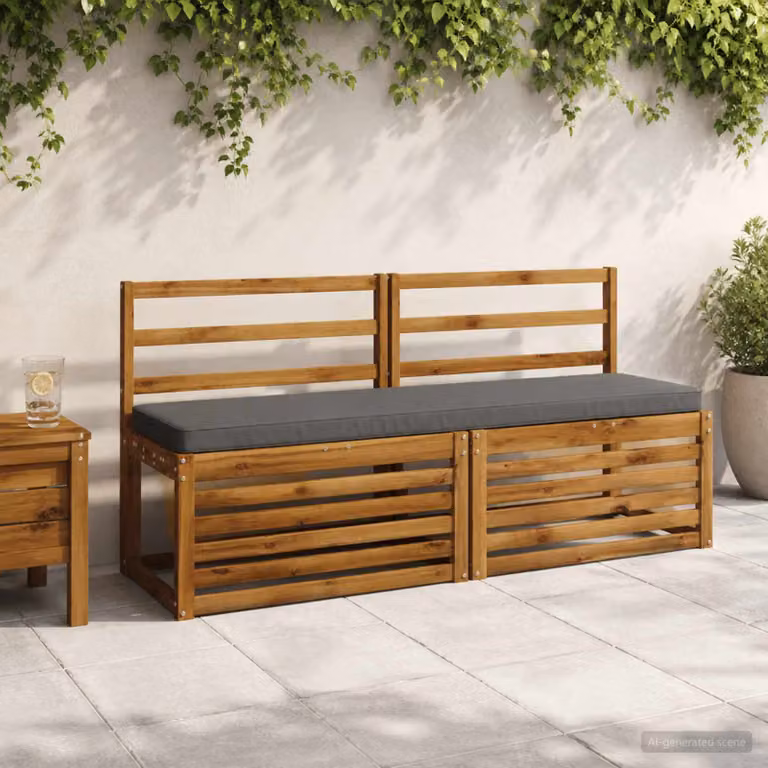Set di 2 cuscini per panchina vidaXL VUGHT grigi in poliestere con rivestimento rimovibile e resistente ai raggi UV