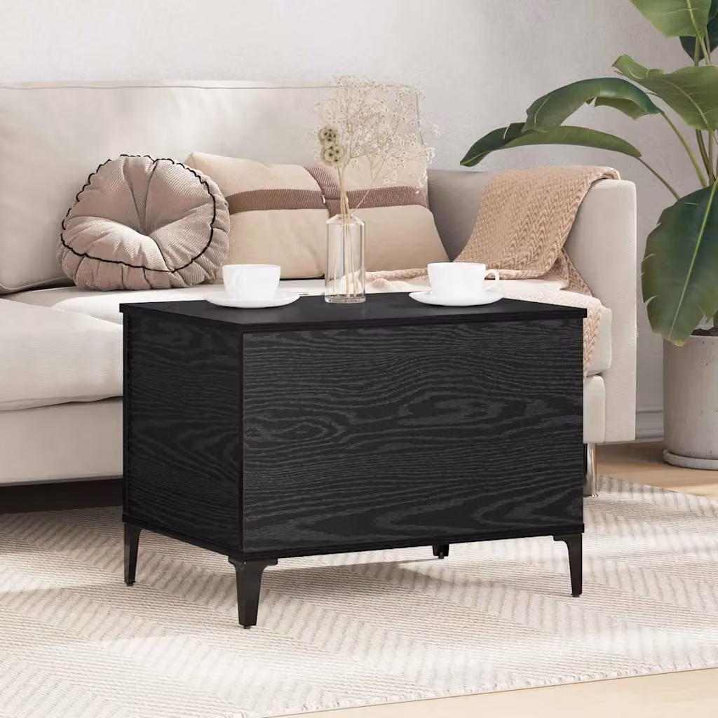 Tavolino da salotto moderno vidaXL in legno e metallo nero L 60 cm, P 44,5 cm, H 45 cm