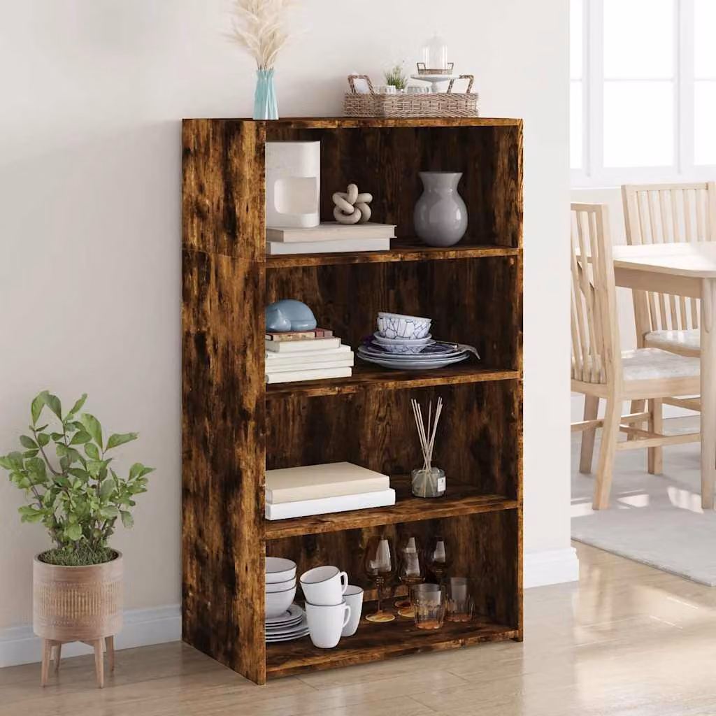 Credenza moderna vidaXL in legno multistrato color rovere fumo, L 70 cm x P 41 cm x H 124 cm