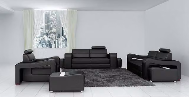 Designer Ledersofa Sofagarnitur USB Sofa Sitz Polster Garnitur 3+2+1 Garnituren