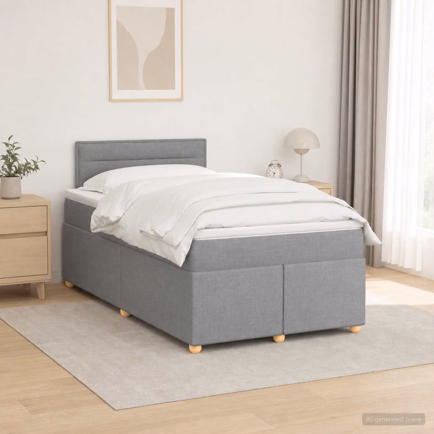 vidaXL Letto box spring con materasso Grigio Chiaro 120 x 200 cm