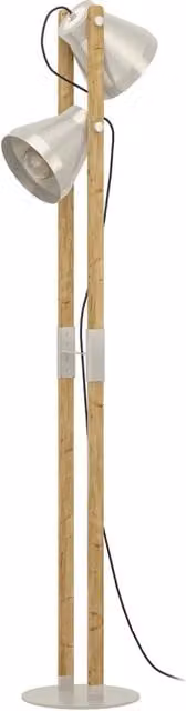 Piantana Vintage Cawton Eglo in Acciaio Grigio con 2 Luci E27