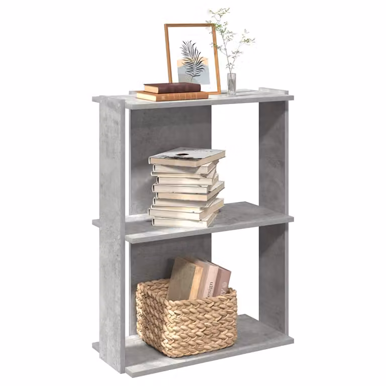 Libreria moderna vidaXL con 3 ripiani in legno e MDF, colore grigio, L 60 cm x P 30 cm x H 80 cm