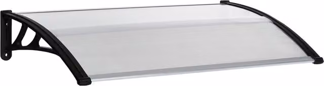 Pensilina da esterno Outsunny per finestre e porte in policarbonato e alluminio, Trasparente, L 110 x P 60 x H 23 cm – 1