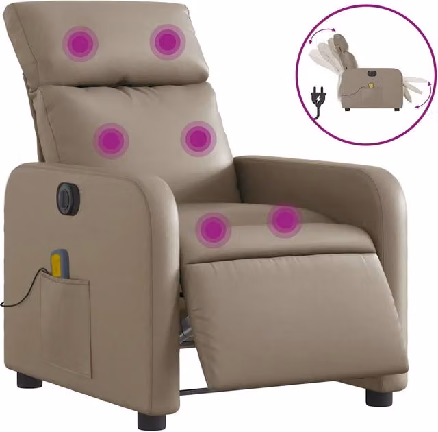 Poltrona | Sedia Relax Reclinabile Massaggio Elettrica Cappuccino Similpelle