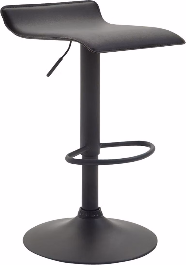 Elegante sgabello da bar - Design intelligente - Regolabile in altezza e con poggiapiedi - Rivestimento in Pelle finta | Colore: Nero | Colore base: Nero