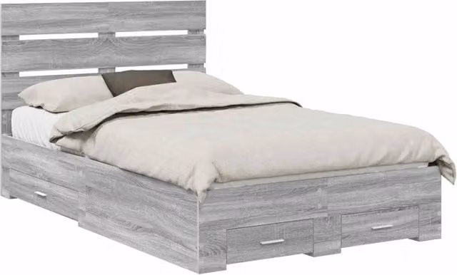 Letto matrimoniale | Letto per adulti | Struttura del letto con cassetto Grigio Sonoma 120 x 200 cm