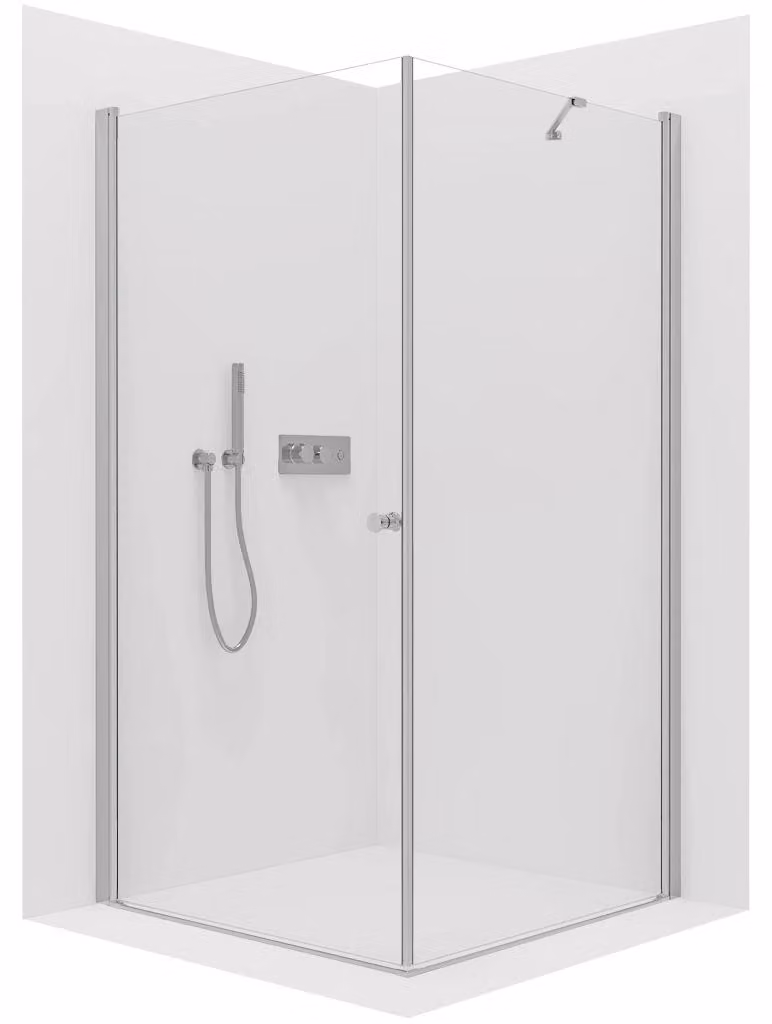 Cabina doccia Antelo L/P - 6 mm - cromata, vetro trasparente - 80x30x190 cm - girevole