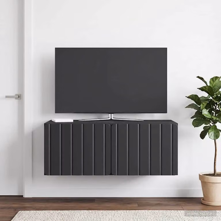 vidaXL Mobile Porta TV da Muro Moderno in MDF Nero L: 78,5 cm, P: 41 cm, H: 30 cm