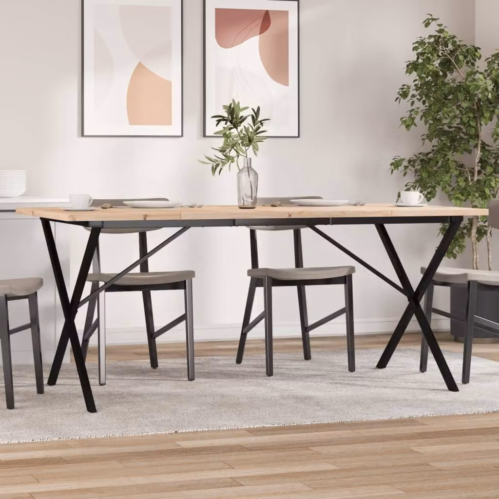 Maison Exclusive - Tavolo da Pranzo Telaio a X 180x90x75,5 cm Legno Pino e Acciaio