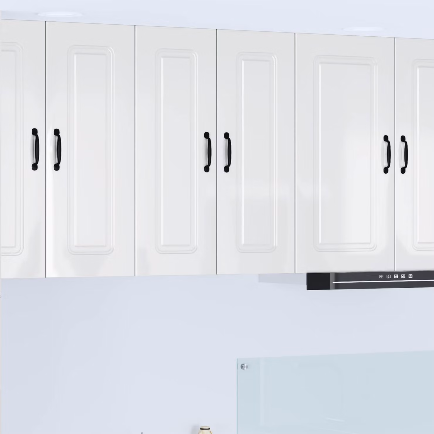 vidaXL Mobile Pensile da Cucina Kalmar Bianco Lucido in MDF con Ante a Battente