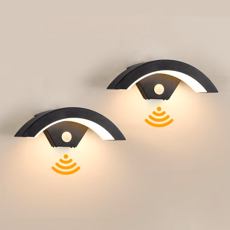 Lampada da parete esterna a LED, 24W, con sensore, set da 2, grado di protezione IP65, luce bianco caldo