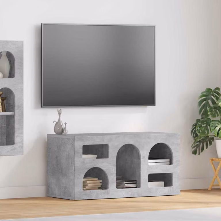 Mobile TV vidaXL moderno in grigio cemento L 80 x P 35 x H 40 cm