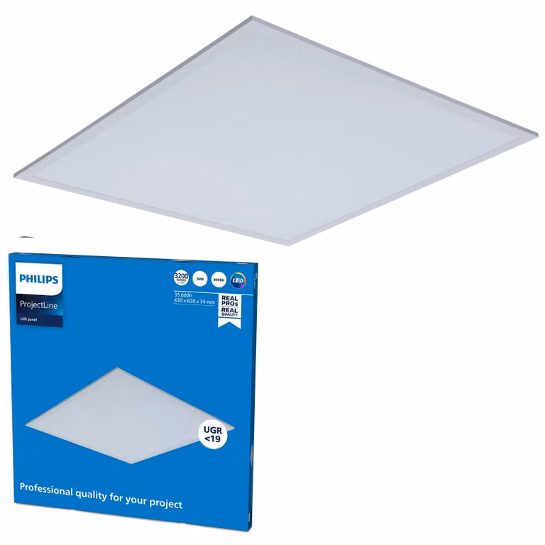 Lampada a incasso Philips, quadrata, da soffitto, bianca, in metallo, grado di protezione IP20, classe di sicurezza II