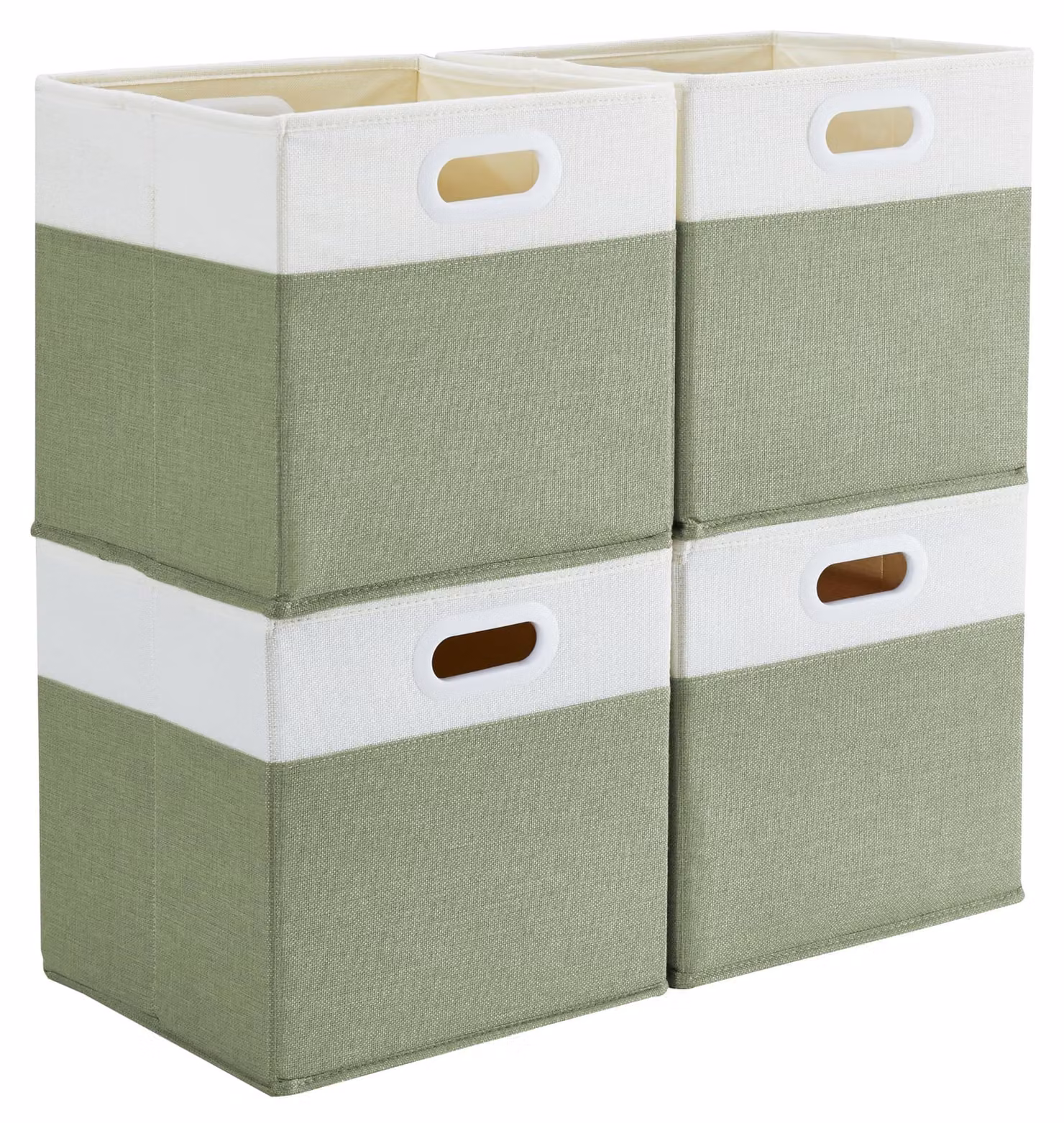 Elzusha - Set di 4 scatole portaoggetti in lino con maniglie