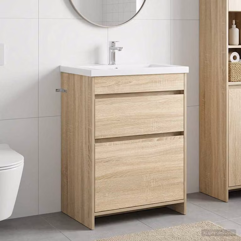 Mobiletto da Bagno Sotto Lavabo vidaXL Moderno in Rovere Sonoma, L 56 cm x P 37,5 cm x H 81 cm