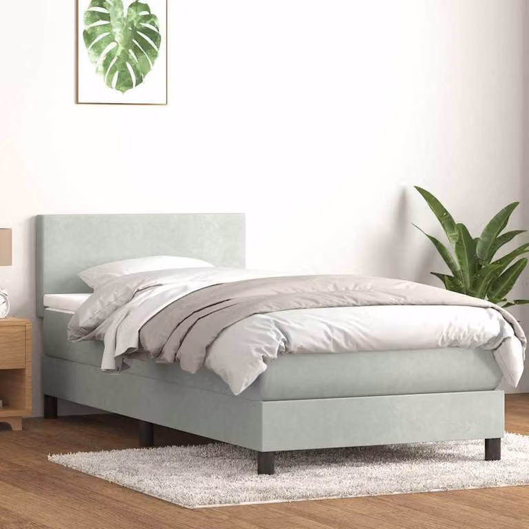 Maison Exclusive - Letto a Molle con Materasso e LED Grigio Chiaro 80x210 cm Velluto