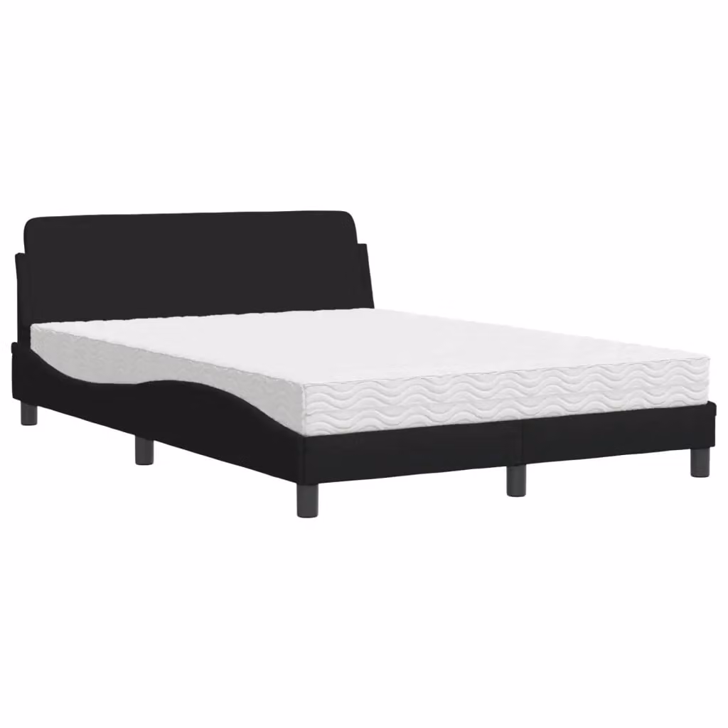 Letto con Materasso Dover vidaXL in Tessuto Nero L/P/H: 140 x 200 cm – 2