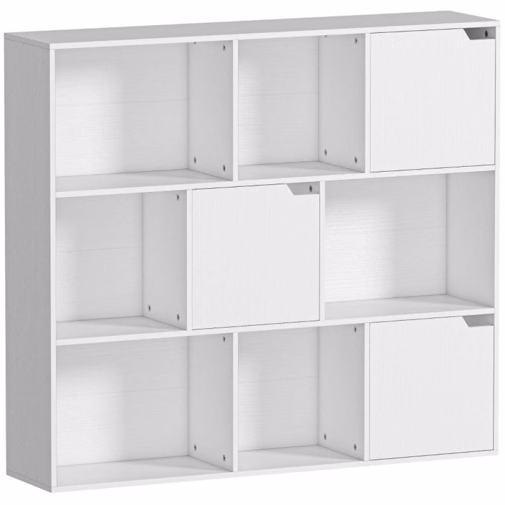 Libreria - Scaffale per libri - Mobile contenitore - Mobile a parete - Libreria modulare - 9 scomparti - Struttura in metallo