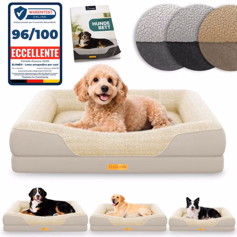 ELONEO Letto ortopedico per cani, taglia S - Crema