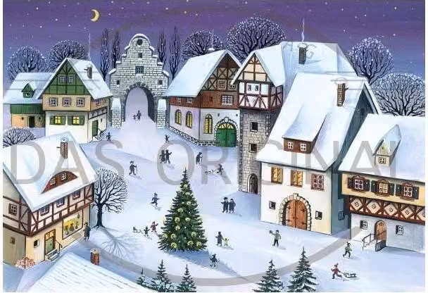 Calendario dell'Avvento - Vigilia di Natale, 38x26 cm, con un raffinato motivo su carta