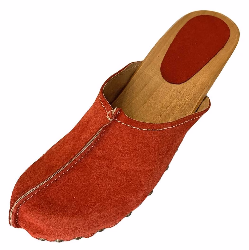 Sandali in pelle da donna con suola in legno