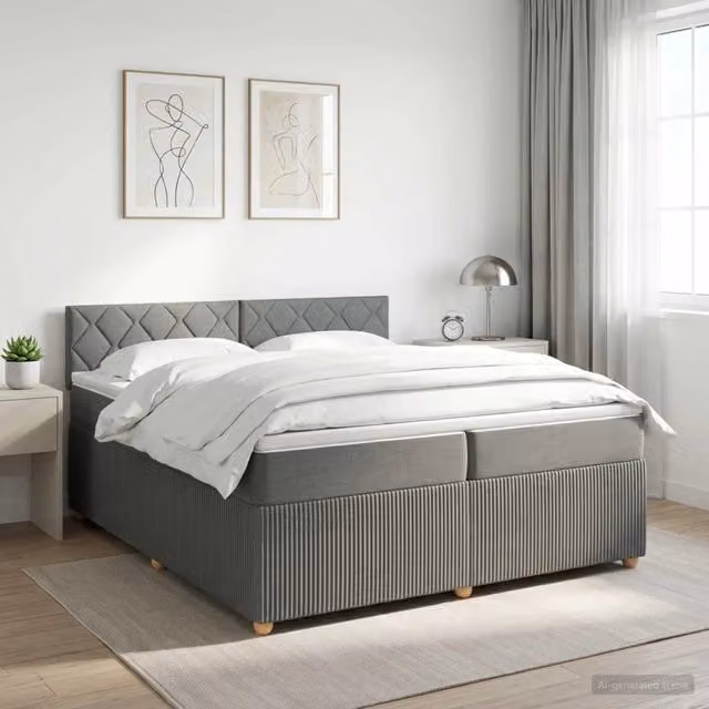Letto box spring con materasso Grigio Scuro 200 x 200 cm 3451553
