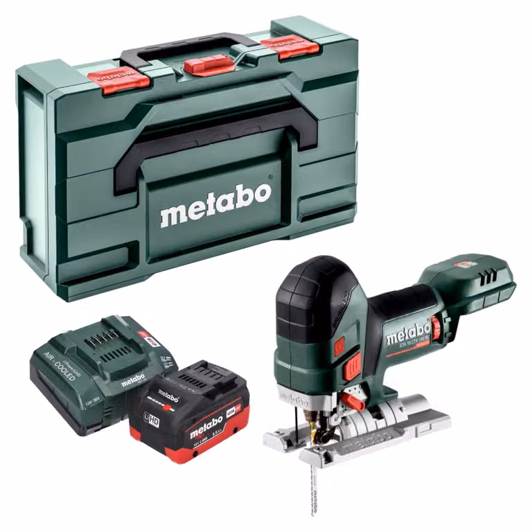 Sega a gattuccio a batteria Metabo STA 18 LTX 150 BL 18 V 150 mm Brushless + 1x batteria LiHD 5,5 Ah + caricabatterie + Metabox