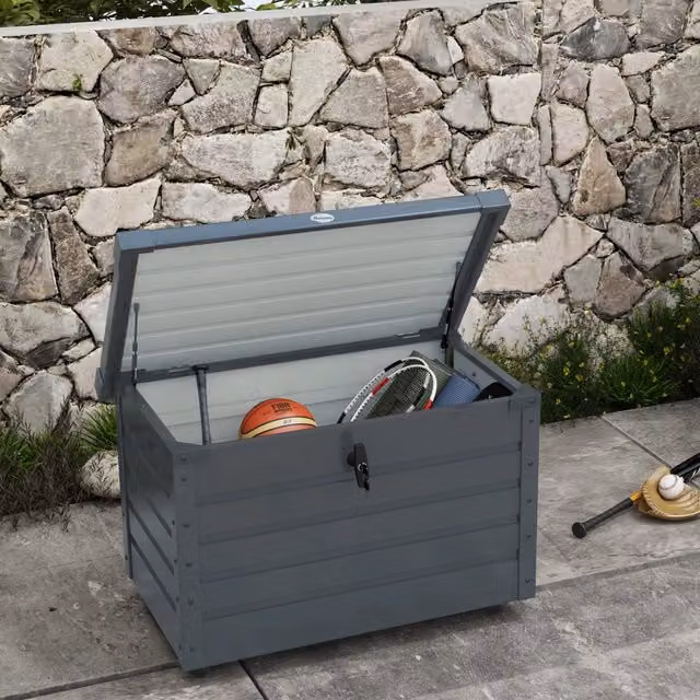 Cassone da giardino REDOM in acciaio grigio scuro opaco L: 100 cm, P: 62 cm, H: 65 cm