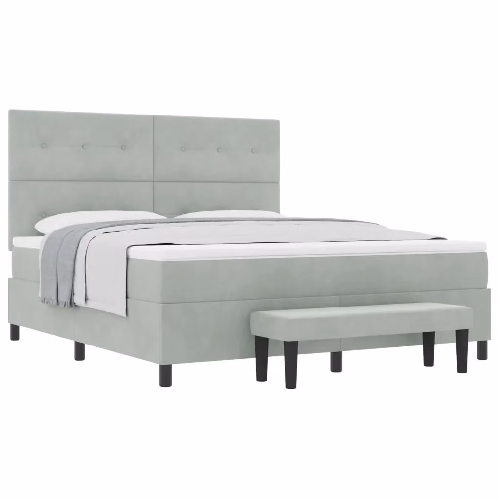 Letto moderno con testiera in velluto grigio vidaXL L: 180 cm, P: 200 cm, H: 128 cm – 2