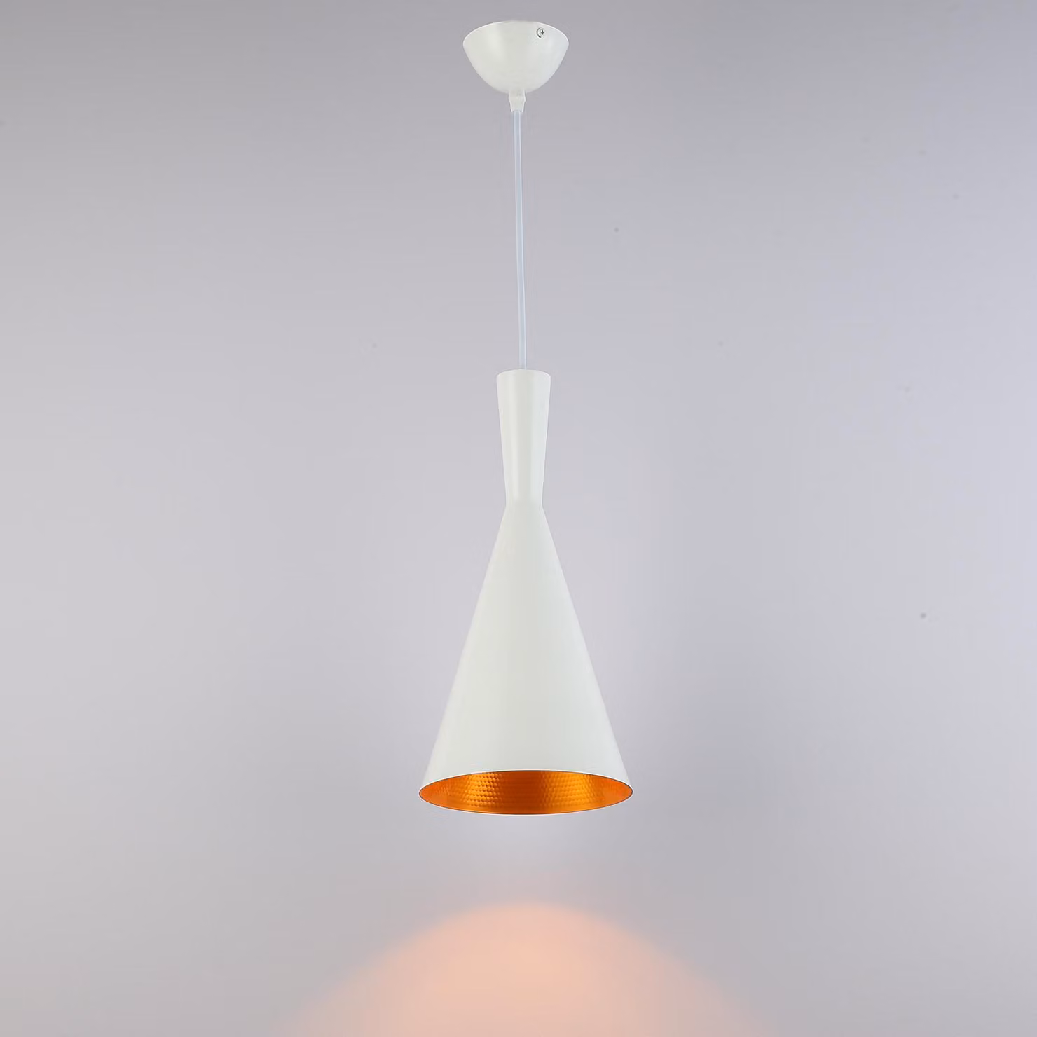 Lampada a sospensione a cupola retrò industriale con paralume in alluminio bianco, regolabile in altezza E27