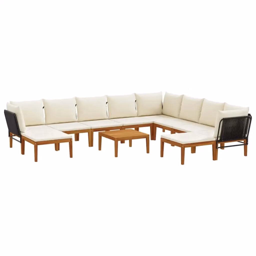 Set di 11 sedie da giardino vidaXL in legno di acacia e corda naturale marrone e bianco – 2