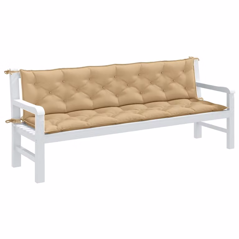 Set di 2 cuscini per panca da giardino vidaXL in tessuto beige mélange, L 200 cm x P 50 cm x H 7 cm, resistenti ai raggi UV e antiscivolo