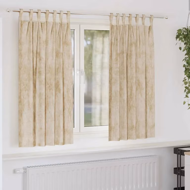 Set di 2 tende oscuranti in velluto vidaXL, colore beige, termoisolanti, L: 175 cm x H: 140 cm