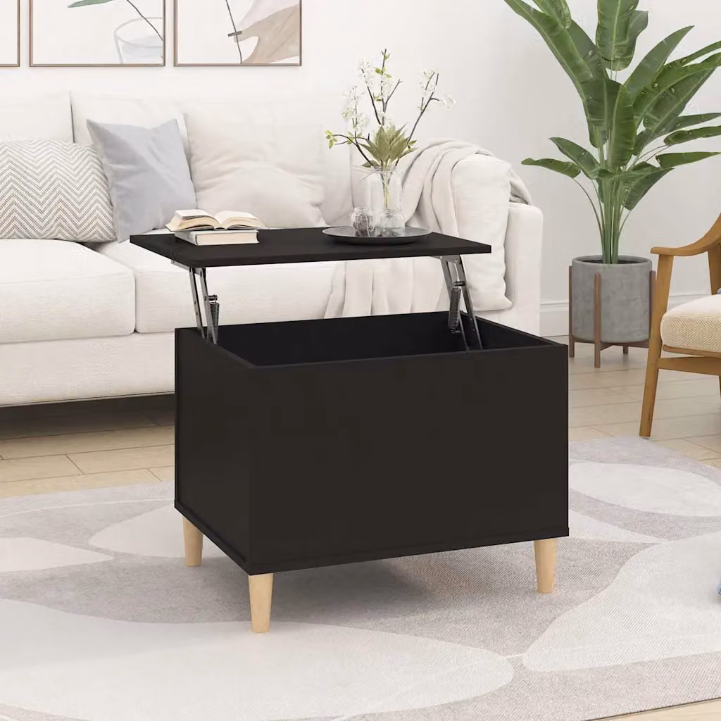 vidaXL Tavolino da Salotto Nero in Legno con Meccanismo Sollevabile L: 60 cm, P: 44,5 cm, H: 45 cm