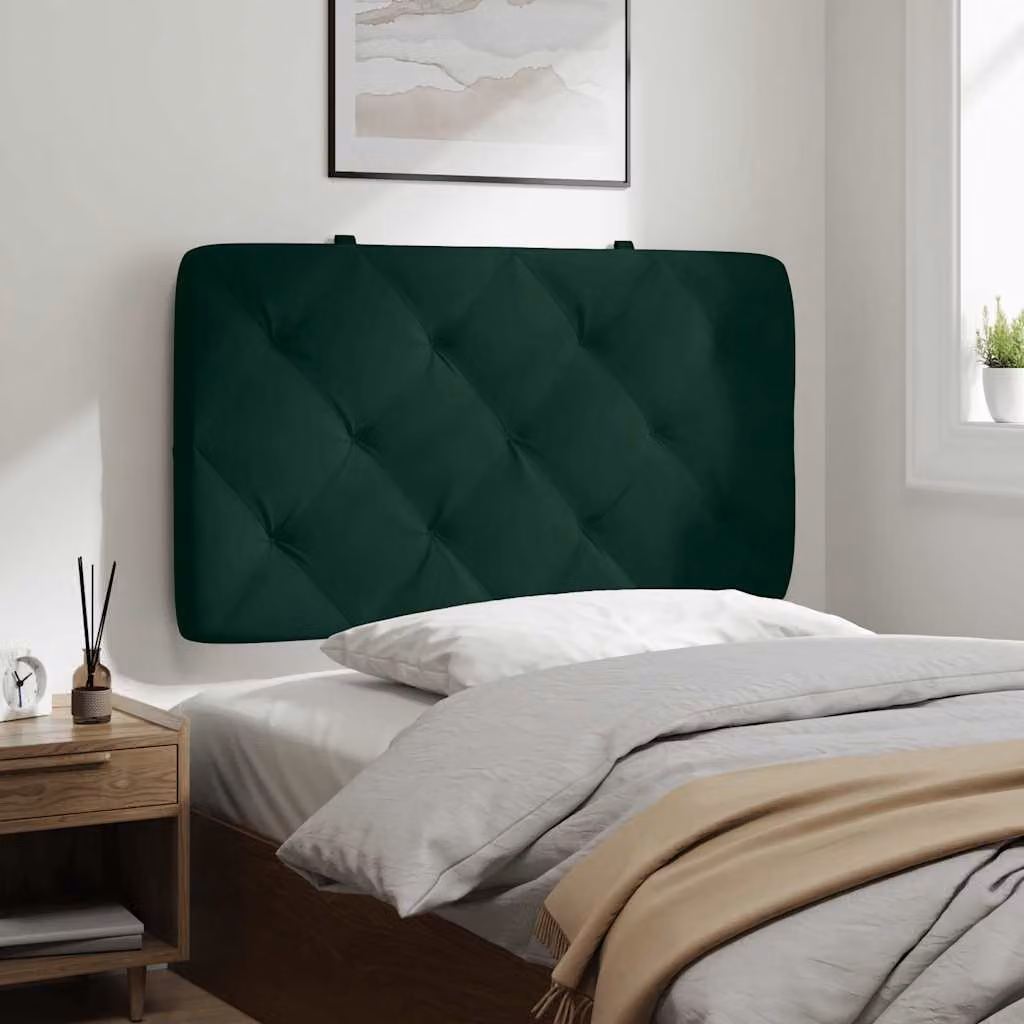 Cuscino Testiera vidaXL in Velluto Verde Scuro, Larghezza: 80 cm