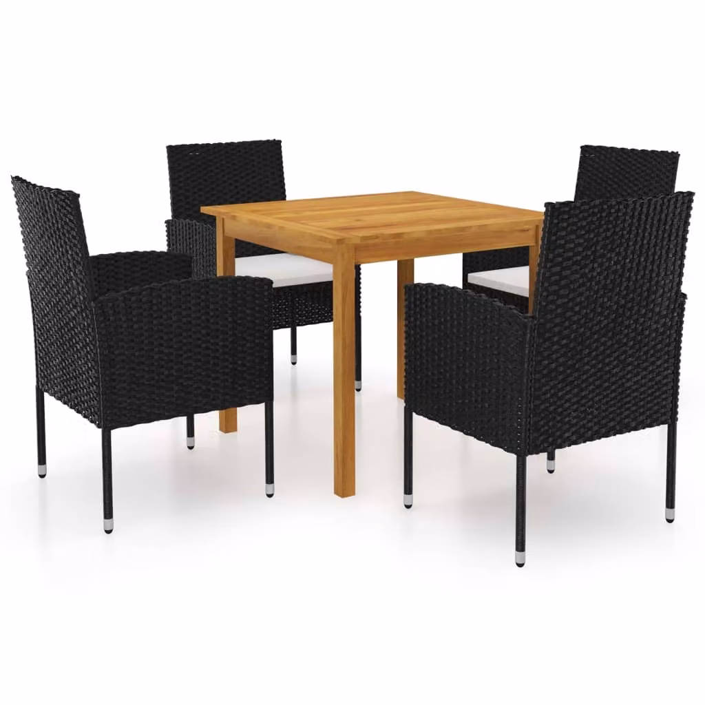 vidaXL Set da pranzo da giardino 5 pezzi nero