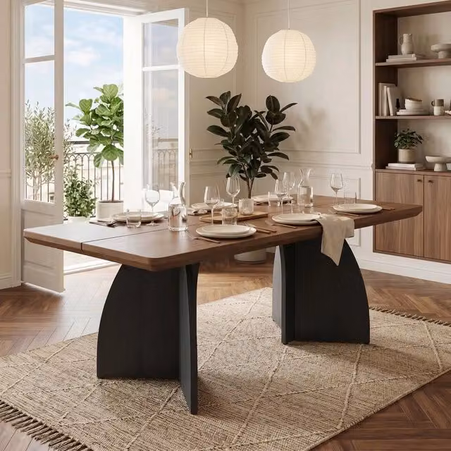 Tavolo da pranzo ¨C Minimal ¨C effetto noce, moderno, 4-6 persone, 160x80cm, piano 4cm, impermeabile anti-graffio