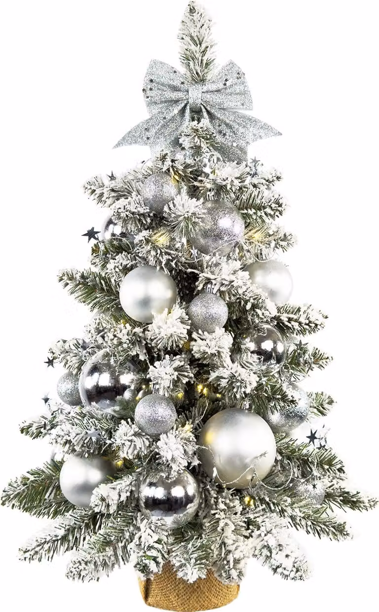 Albero di Natale artificiale decorato NATALE D'ARGENTO 60 cm con luce led in vaso